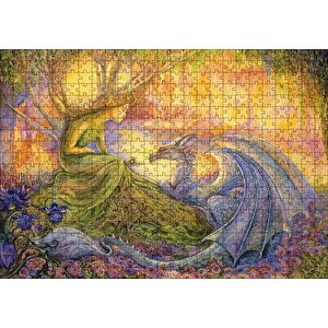 Ağaç Kız Ve Ejderha Mistik Tablo Puzzle Yapboz Mdf Ahşap 500 Parça