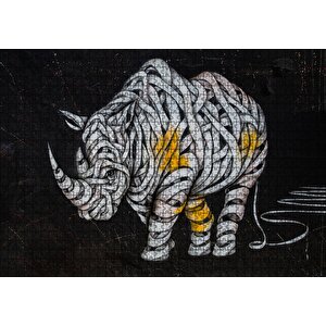 Mumya Gergedan Duvar Boyama Puzzle Yapboz Mdf Ahşap 1000 Parça