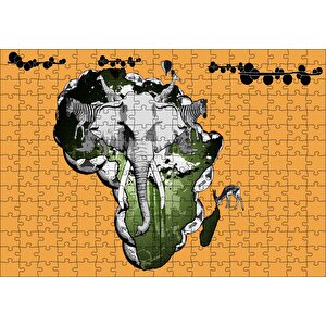 Afrika Kıtası Kültürü Kompozisyon Puzzle Yapboz Mdf Ahşap 255 Parça