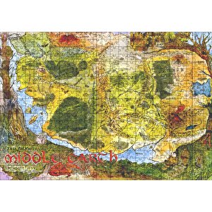 Orta Dünya Haritası Renkli Puzzle Yapboz Mdf Ahşap 500 Parça