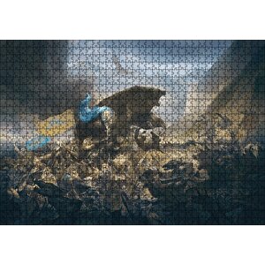 Savaş Alanında Savaşçılar Ve Dev Ayı Puzzle Yapboz Mdf Ahşap 1000 Parça