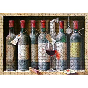 Tahta Rafta Yıllanan Nar Şarapları Puzzle Yapboz Mdf Ahşap 500 Parça