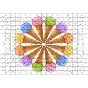 Çeşitli Kornet Dondurma Yelpazesi Puzzle Yapboz Mdf Ahşap 255 Parça