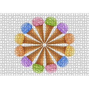 Çeşitli Kornet Dondurma Yelpazesi Puzzle Yapboz Mdf Ahşap 1000 Parça