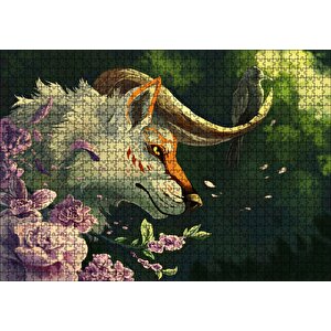 Beyaz Kurt Garip Boynuzları Ve Karga Puzzle Yapboz Mdf Ahşap 1000 Parça