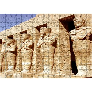 Antik Mısır'da Tapınağın Muhafızları Kil Heykeller Puzzle Yapboz Mdf Ahşap 255 Parça