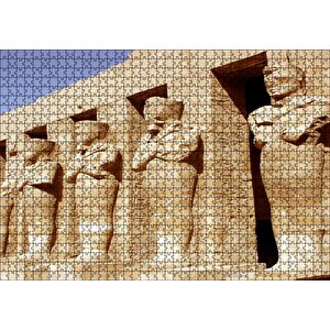Antik Mısır'da Tapınağın Muhafızları Kil Heykeller Puzzle Yapboz Mdf Ahşap 1000 Parça