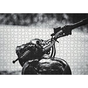 Royal Enfield Motorsiklet Depo Ve Gidon Siyah Beyaz Puzzle Yapboz Mdf Ahşap 500 Parça