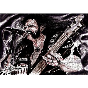 Motörhead Lemmy Kilmister Elektrogitar Karikatürize Çizim Puzzle Yapboz Mdf Ahşap 255 Parça