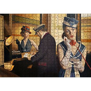 Bilet Gişesi Ve Birinci Sınıf Yolcu Puzzle Yapboz Mdf Ahşap 500 Parça