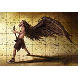 Saçları Kanatlanan Elektrogitarlı Müzisyen Puzzle Yapboz Mdf Ahşap 120 Parça