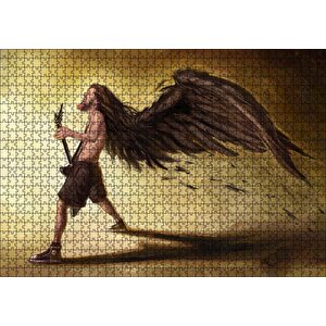 Saçları Kanatlanan Elektrogitarlı Müzisyen Puzzle Yapboz Mdf Ahşap 1000 Parça