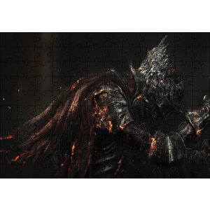 Viking Yanan Zırh Siyah Arka Plan Puzzle Yapboz Mdf Ahşap 120 Parça