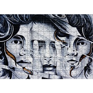 Parmaklar Ve Yüzler İllüzyonik Duvar Boyama Puzzle Yapboz Mdf Ahşap 255 Parça