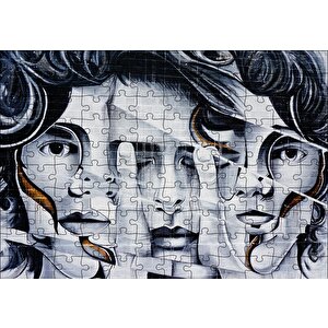 Parmaklar Ve Yüzler İllüzyonik Duvar Boyama Puzzle Yapboz Mdf Ahşap 120 Parça
