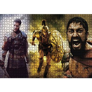 Gladyatör Troy Ve 300 Spartalı Kompozisyon Puzzle Yapboz Mdf Ahşap 1000 Parça