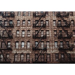 Eski Apartman Ve Balkon Merdivenleri Puzzle Yapboz Mdf Ahşap 1000 Parça