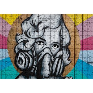 Maskeli Kadın Duvar Boyama Puzzle Yapboz Mdf Ahşap 255 Parça