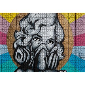 Maskeli Kadın Duvar Boyama Puzzle Yapboz Mdf Ahşap 1000 Parça