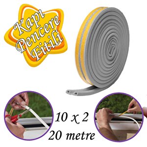 10x2=20 Metre Kapı Pencere Bandı Gri Fitili Yapışkanlı Soğuk Izolasyon Bant