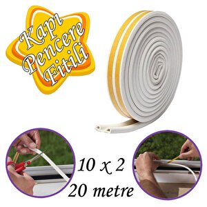 10x2=20 Metre Kapı Pencere Bandı Beyaz Fitili Yapışkanlı Soğuk Izolasyon Bant