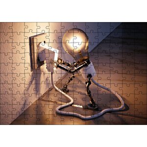 Kendi Fişini Takan Ampul Adam Puzzle Yapboz Mdf Ahşap 120 Parça