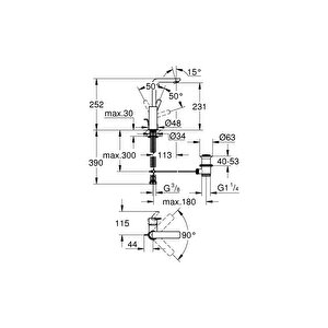 Lineare Tek Kumandalı Lavabo Bataryası 1/2″ L-boyut 23296001