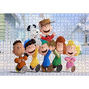 Snoopy Tüm Karakterler Puzzle Yapboz Mdf Ahşap 500 Parça