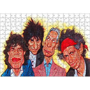 Rolling Stones Karikatürize Puzzle Yapboz Mdf Ahşap 255 Parça