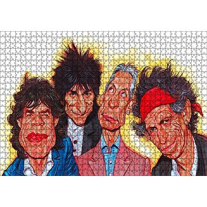 Rolling Stones Karikatürize Puzzle Yapboz Mdf Ahşap 1000 Parça