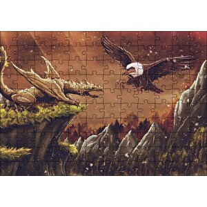 Ejderha Akbabaya Karşı Puzzle Yapboz Mdf Ahşap 120 Parça