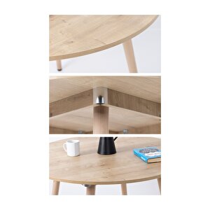 Bistro 90 Cm / Yuvarlak Mutfak Masası / Yuvarlak Yemek Masası / Meşe