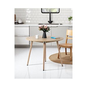 Bistro 90 Cm / Yuvarlak Mutfak Masası / Yuvarlak Yemek Masası / Meşe