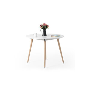 Bistro 100cm / Yuvarlak Mutfak Masası / Yuvarlak Yemek Masası / Beyaz