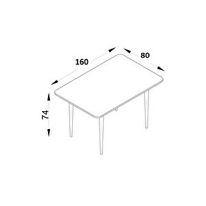 Bistro 160x80 Cm / Dikdörtgen Mutfak Masası / Mutfak Yemek Masası / Dikdörtgen Masa / Meşe