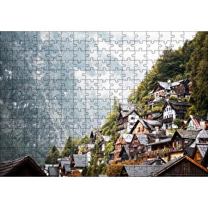 Avusturya Dağlarında Masalsı Evler Puzzle Yapboz Mdf Ahşap 255 Parça