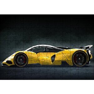 Sarı Lamborghini Yan Görünüş Puzzle Yapboz Mdf Ahşap 120 Parça