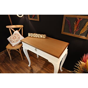 Wooding 80 Cm Çekmeceli Masif Beyaz Naturel Dresuar