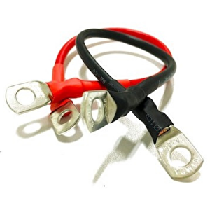 Akü Paralel Bağlantı Kablosu 16mm Bakır Nyaf Kablo Kırmızı+siyah 50cm+50cm A16 Pabuçlu Makaronlu
