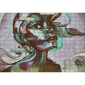 Renkli Siyahi Kadın Portre Duvar Boyama Puzzle Yapboz Mdf Ahşap 255 Parça