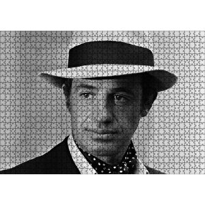 Jean Paul Belmondo Fötr Şapkalı Siyah Beyaz Puzzle Yapboz Mdf Ahşap 1000 Parça