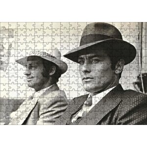 Jean Paul Belmondo Ve Alain Delon Siyah Beyaz Puzzle Yapboz Mdf Ahşap 255 Parça