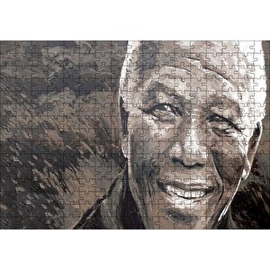 Nelson Mandela Yağlı Boya Siyah Beyaz Puzzle Yapboz Mdf Ahşap 255 Parça