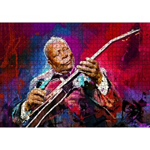 Yağlı Boya Resmi Elektronik Gitar Mutlu Caz Müzisyeni Görseli Puzzle Yapboz Mdf Ahşap 1000 Parça
