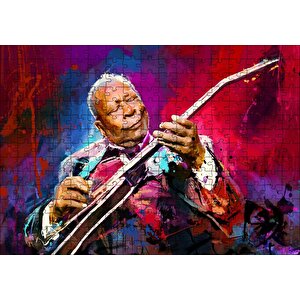 Yağlı Boya Resmi Elektronik Gitar Mutlu Caz Müzisyeni Görseli Puzzle Yapboz Mdf Ahşap 255 Parça
