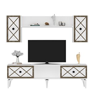 Helen Tv Üni̇tesi̇ Takimi Beyaz-(cevi̇z Desen)