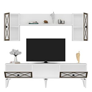 Helen Tv Üni̇tesi̇ Takimi Beyaz-(cevi̇z Desen)