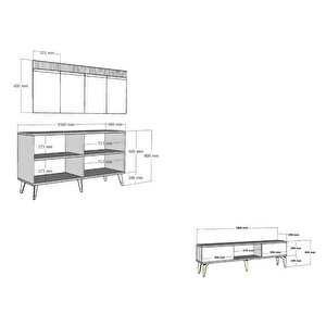Defne Tv Sehpasi (alt modül) Ve Konsol 2'li̇ Salon Takimi Beyaz-altin