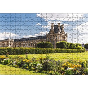 Paris Louivre Sarayı Ve Yeşillikler Puzzle Yapboz Mdf Ahşap 255 Parça