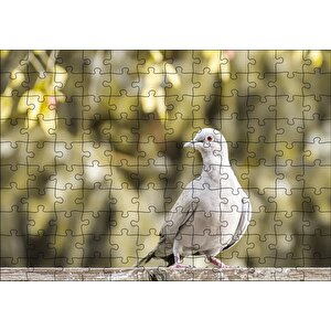 Kütük Üzerinde Gri Kumru Flu Arka Plan Puzzle Yapboz Mdf Ahşap 120 Parça